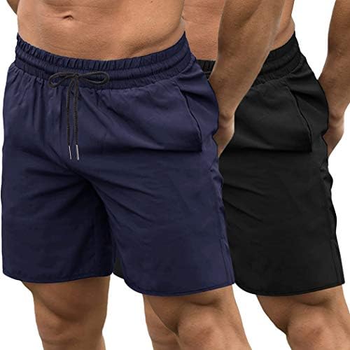 COOFANDY Men's 2 Pack Gym Workout Shorts Quick Dry Bodybuilding Weightlifting Pants Training Running Jogger with Pockets (Black/Navy Blue, Medium)