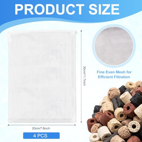 Image of Geiserailie 4 Pcs Aquarium Filter Media Bags 150um Zipper, 7.8 x 11.7 Inch