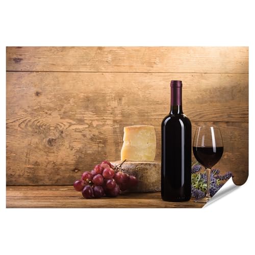Variante: poster 130 x 90 cm islandburner Prime, poster con uve e bottiglia di vino rosso, 130 x 90 cm