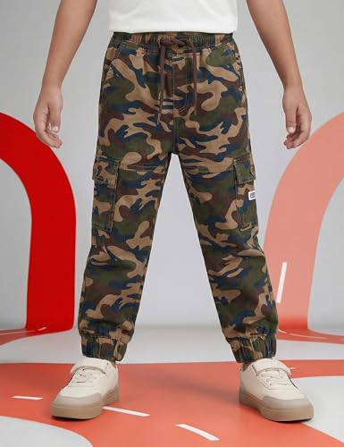 Image of Amazon Brand - Symbol Boy's Cotton Cargo Jogger | Elasticated Waistband and Cuff | Stretchable | Age 2-14 Years