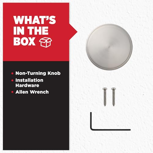 Image of Kwikset Pismo Dummy Door Knob, Single Sided Handle for Closets, French Double Doors, and Pantry, Satin Nickel Non-Turning Interior Push /Pull Door Knob, with Microban Protection, Round Rose