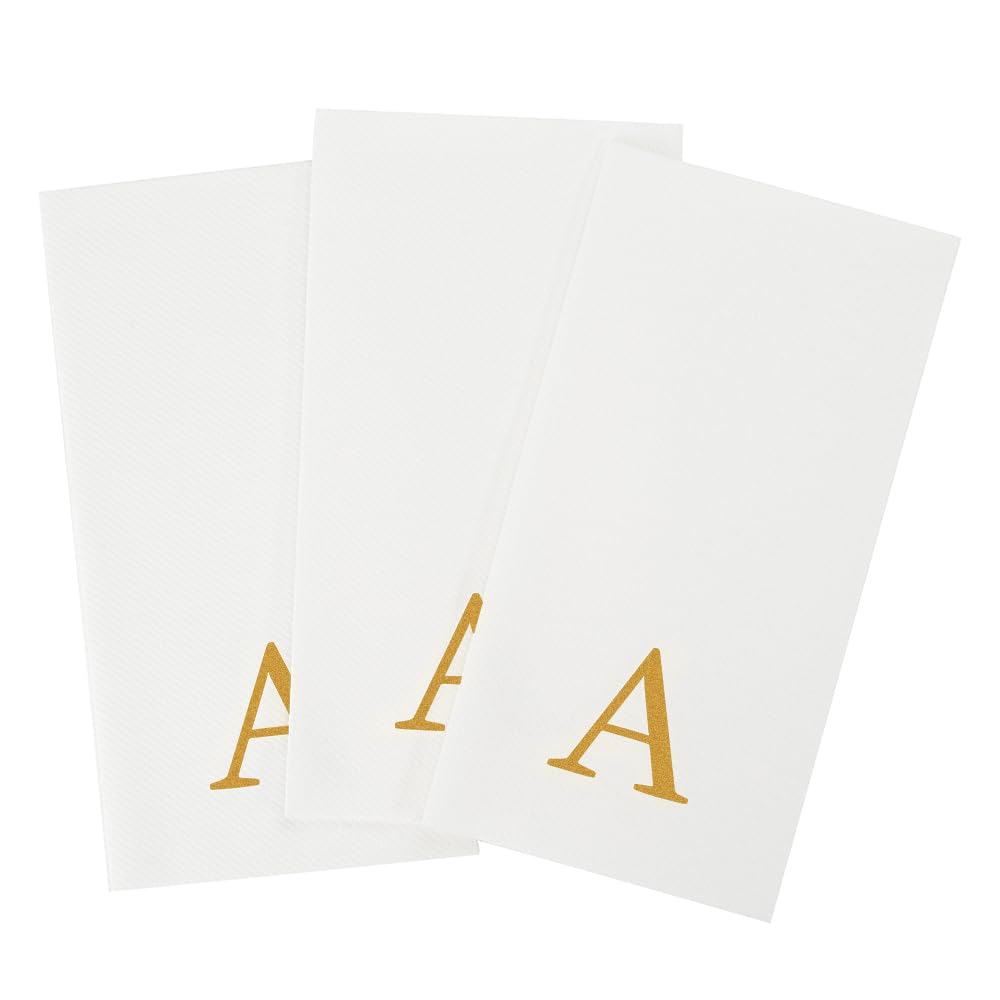 Luxenap - Servilleta rectangular de papel blanco con letra A, diseño de letra A, Air Laid, fuente Sans Serif, 15 3/4 x 8 pulgadas, caja de 2000 unidades