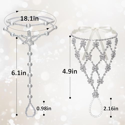 Cosweet 2 Pairs Barefoot Sandals- Beach Anklet Chain with Starfish for Women Lady's Beach Wedding Foot Jewelry Party Accessories (rhinestone+seastar) - Thumbnail 5