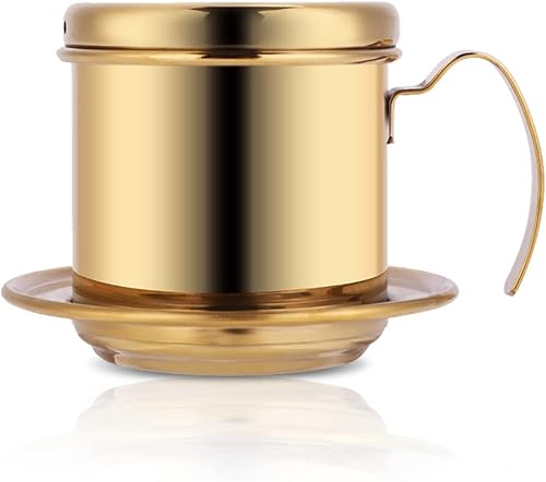 Zopsc Taza de filtro de café de acero inoxidable Fabricante de filtro de goteo de café vietnamita Infusor Cafetera casera (dorado)