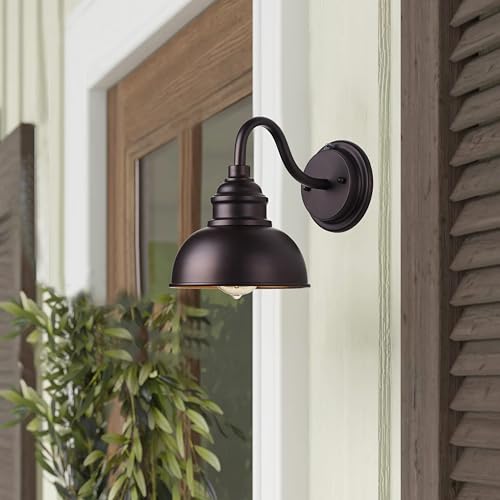 Image of Oil Rubbed Bronze Dusk to Dawn Outdoor Lights 2 Pack, 9 Inch Farmhouse Barn Lights Outdoor,Outside Wall Light for House, Garage, Doorway, Porch