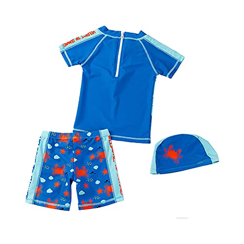 Mud Kingdom Little Boys 3 Pieces Swimsuit Cartoon Bathing Suit Rash Guards with Hat2