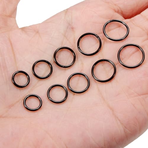 Dyknasz 10PCS 20G/18G Surgical Steel Hinged Clicker Segment Nose Rings Hoops Septum Lip Ring Hoop Cartilage Tragus Helix Sleeper Earrings Piercing Jewelry for Women Men 6mm 7mm 8mm 9mm 10mm4
