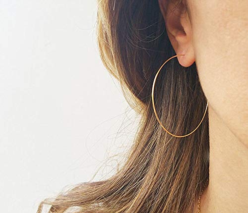 3 Pairs Thin Extra Large Hoop Earrings Set，Fashion Huge Gold Hoops 18k Gold Plated Lightweight Stainless Steel Hoops Big Geometric Round Gold Hoop Earrings Set Minimalist Jewelry for Women