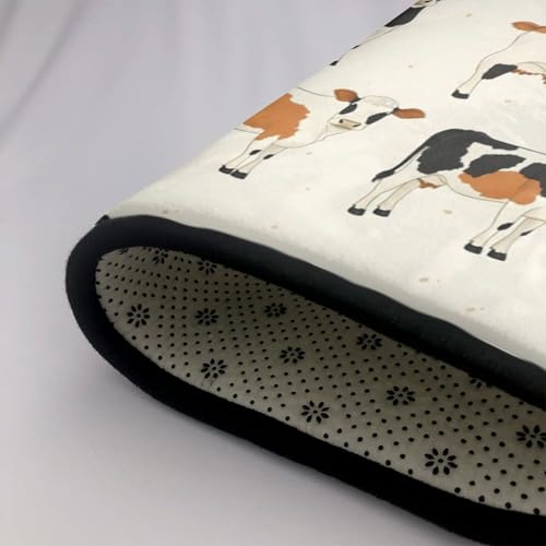 Tapis lavable et antidérapant imprimé vache texture douce pour chambre
