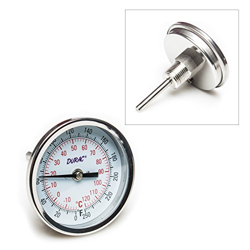 SP Bel-Art, H-B DURAC Bi-Metallic Dial Thermometer; -20 to 120C (0 to 250F), 1/2 in. NPT Threaded Connection, 75mm Dial (B61310-6700) - Thumbnail 2