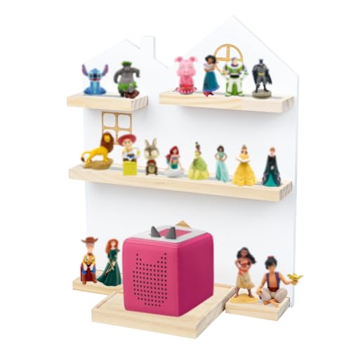 Image of DigNew for Tonies Shelf, Magnetic Wall Storage for Toniebox, Charging Station and Tony Figures,Toniebox Storage for All Your Tony Accessories,Space Saving Design（House Style 3 Tier）