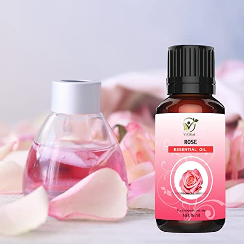 Image of Virtual 100% Pure Rose Essential oil For Anti-Aging, Acne, Dry Skin, Wrinkles Undiluted Essential Oil Therapeutic & Aromatherapy Grade Rose Essential Oil (15ML)