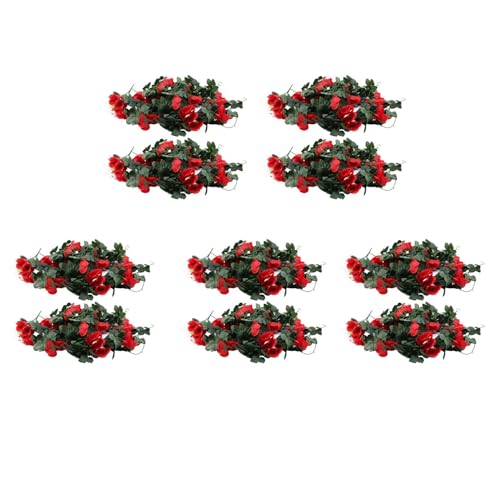 Rfeeuubft Rosa Artificial Flores Falsas Planta Colgante Pared Hogar BalcóN Cesta DecoracióN Paquete de 10