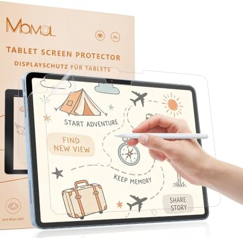 2 Stück Papier Schutzfolie für iPad Pro 11 Zoll (2022/2021/2020/2018), iPad Air 5 2022 & iPad Air 4.Gen 2020 10,9 Zoll, Matte Paper Folie Blendfreiem Displayschutz zum Zeichnen, Sc