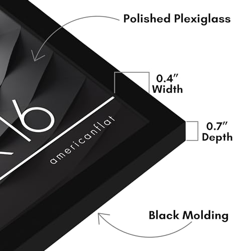 Americanflat 11x16 Picture Frame with Polished Plexiglass - Streamline Collection - Thin Border Picture Frame for Wall Display - Hanging Hardware Included - Black