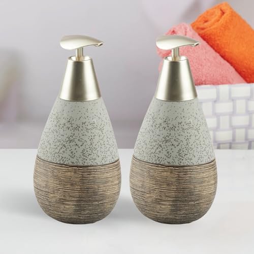 Image of SaSaSa Ceramic Soap Dispenser for Bathroom handwash, refillable Pump Bottle for Kitchen Hand wash Basin, Set of 2, Blue (10983)