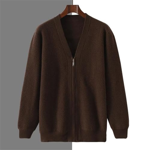 Men's Winter V-Neck 100 Percent Merino Wool Knit Zipper Cardigan Sweater2
