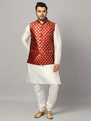 Image of Uri and MacKenzie Men's Silk Blend Kurta Pajama with Designer Ethnic Nehru Jacket /Modi Jacket
