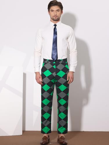 Lars Amadeus Men's Casual Geometric Printed Color Block Flat Front Dress Pants3