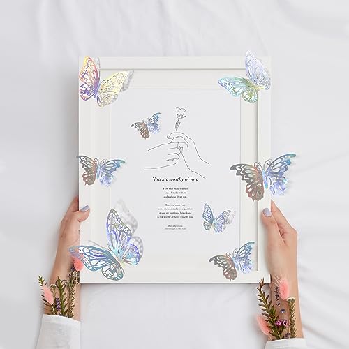 Decoração de parede de borboleta prata a laser 3D 72 peças, 3 estilos, 3 tamanhos, adesivos de pared