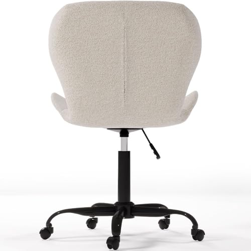 Image of Amazon Brand - Umi Home Swivel Height-Adjustable Boucle Fabric Office Computer Study Desk Chair for Salon, Spa in Off White Color
