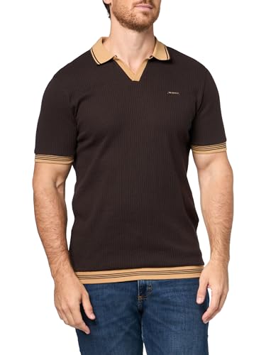 KARL LAGERFELD Men's Collared Knit Color Blocking Textured Polo