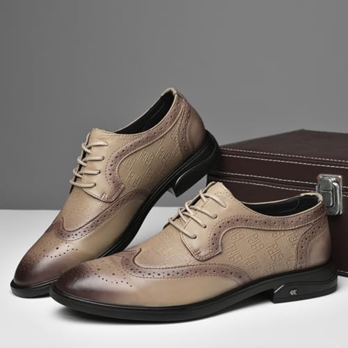 Men's Dress Shoes Two Tone Cowhide Leather Oxford Shoes with Brogue Details for Formal Business and Wedding - Derby Style3