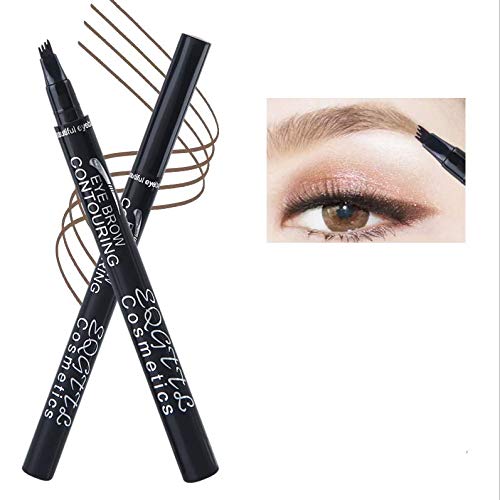 Eyebrow Tattoo Pen- Waterproof Microblading Eyebrow Pen with a Micro-Fork Tip Applicator Creates Natural Looking Brows Effortlessly-2 pcs(Dark grey)