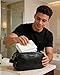 BAGSMART Large Toiletry Bag for Men, High-gloss PU Leather Travel Bag for Toiletries, Dopp Kit Water Resistant Shaving Bag for Bathroom Shower-Black