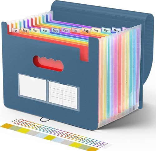Sooez Accordion File Organizer, 13 Pocket Expanding File Folders, Letter/A4
