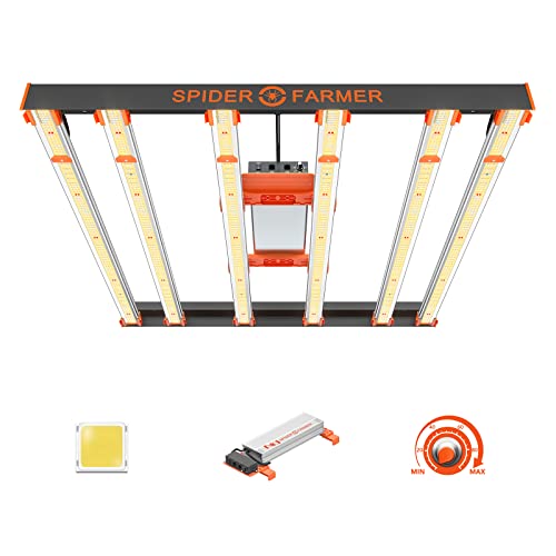 Spider Farmer SE5000 LED Grow Lampe Samsung LM301B Dioden 120X120CM Abdeckung 480W LED Pflanzenlampe Vollspektrum Grow Light Dimmbare Daisy Chain Wachstumslampe für Gemüse Blume 2,75 umol/J Cover
