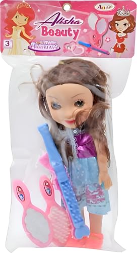 Image of Tickles Doll with Hair Accessories Set Plastic Toy for Kids Girls Birthday Gifts (Color: Blue)