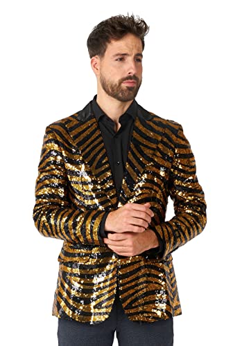 Amazon.com: Opposuits Men's Tiger Royale Blazer - Perfect for Special Party  Jacket - Gold Sequins - Stylish, Jacket