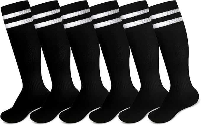 Kids Toddler Soccer Socks, 6 Pairs Youth Stripes Football Socks Christmas Gift for Boys Girls aged 3-6, S, 26-30 Size