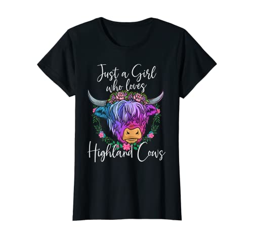 Highland Cow Gifts Women Just a Girl Who Loves Highland Vaches T-Shirt
