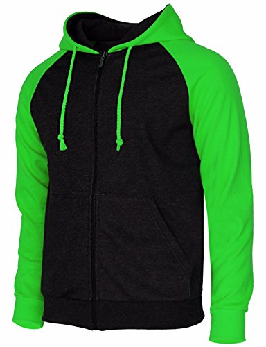 BCPOLO Men's Raglan Long Sleeve Fleece Casuall Full-Zip Up Hoodie Jacket