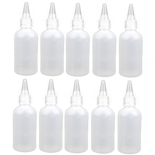 SAFIGLE 10Piezas Botella Plástico con Boca de Aguja para Llenado Reutilizable Escala de Capacidad y Portátil