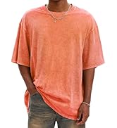 AugYew Mens Oversized T Shirts Vintage Cotton Acid Wash Heavyweight Loose Fit Tees Shirts Unisex ...