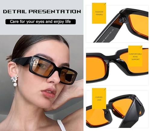 HYLLE Sunglasses Womens Men Trendy Retro Sun Glasses Oversize Square Frame Shades4