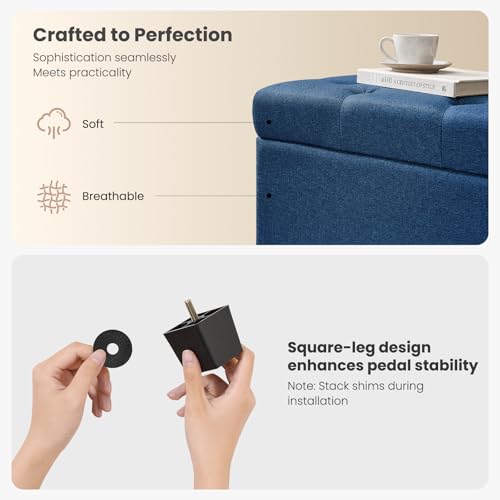 Image of Living&Giving Storage Ottoman Bench for Bedroom, 47.2 inch, Navy Blue