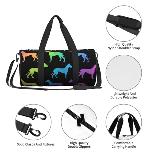 Sports Duffel Bag Rainbow Dog Silhouette Foldable Travel Tote Bag Weekender Sleepover Carry On Bag4