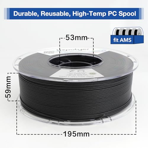 Image of YXPOLYER Nylon Glass Filled Filament Black Nylon Glass Fiber 3D Printer Filament PA6-GF 1kg with Reusable PC Spool