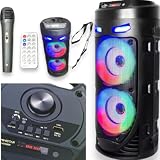 Caixa de Som Bluetooth Portátil AL-3303, RGB LED, 28cm, com Microfone, USB, SD Card, Controle de Volume, carregador, controle de botões