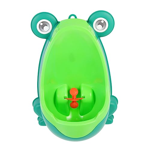 MUSISALY 子供用 おしっこトレーニング小便器 立ち用 汎用デザイン フロア ウォール取り付け式 カエル型 旋水車付き 幼児用 グリーン