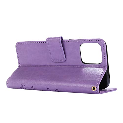 Capa C-Super Mall-UK para iPhone 12 Pro, capa para iPhone 12, capa carteira em relevo borboleta com