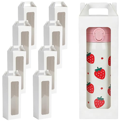 20Pcs Tumbler Gift Box with Handle for 18oz 20oz 30oz Sublimation Glass,Cup boxes for packaging 16oz, Drinking Cup Glasses Mug Can Blanks Tumbler Packaging Boxes with window for gifts(White)