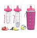 Bevgo Infuser Water Bottle – Large 32oz - Hydration Timeline Tracker – Detachable Ice Gel Ball With Flip Top Lid - Quit Sugar - Save Money - Multiple Colors with Recipe Gift Included (Pink)