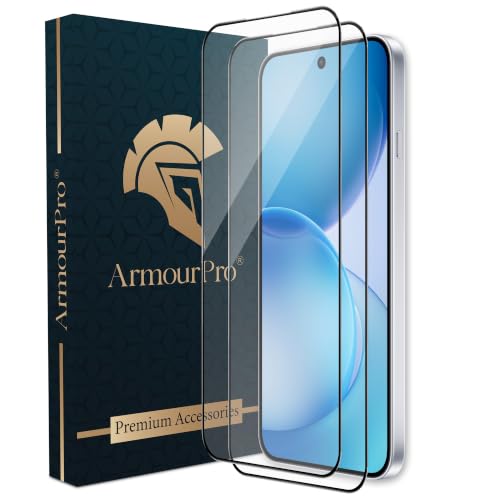Image of ArmourPro Tempered Glass for Oppo Reno 16c - 9H Anti Scratch Screen Protector, Edge to Edge Coverage, HD Clarity, Smooth Touch, Case Friendly | Black, Pack of 2