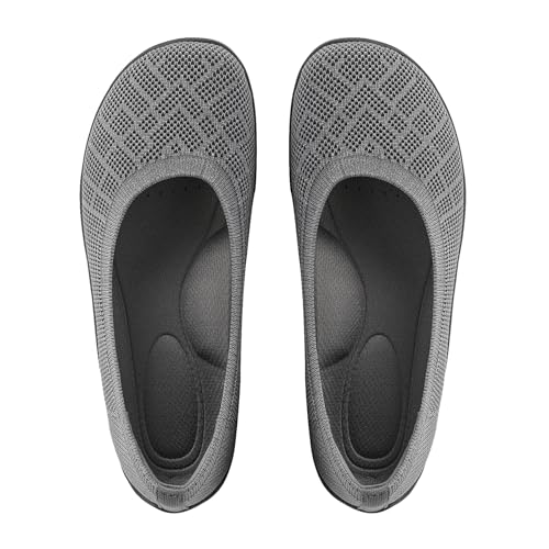 Image of KBZone Women's Flat Shoes Round Toe Knit Ballet Flat Comfort Dressy Flat Walking Shoes