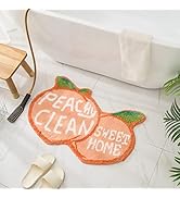 Ukeler Non Slip Bath Rug for Kids Coral Pink Peach Shape Bathroom Decor Absorbent Shaggy Bath Mat...